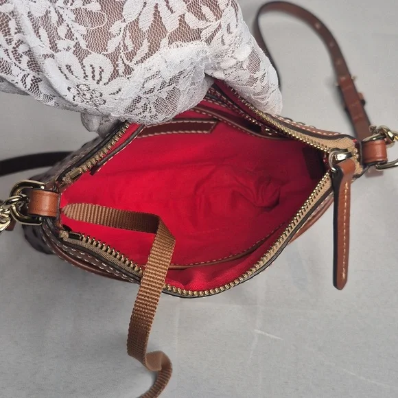 Dooney & Bourke Plum/Burgundy Ostrich-Embossed Crossbody Bag - Picture 11 of 17